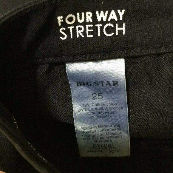 Big Star Four Way Stretch Skinny Jeans Pants Womens Black Size 25 - Picture 6 of 6